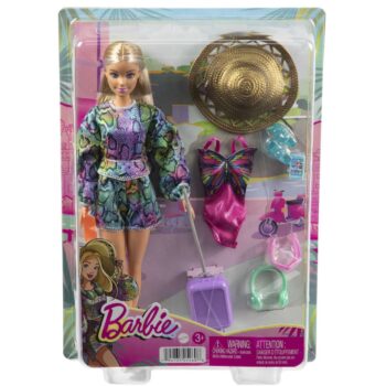 Barbie Holiday Fun Doll (12 Inches), Blonde Highlighted Hair, Travel Tote & Summer Accessories